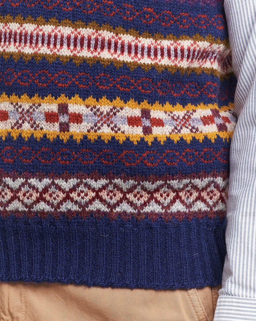 Hombres | Jerséis y prendas de punto | Drake's | Fairisle Print Wool Vest Navy