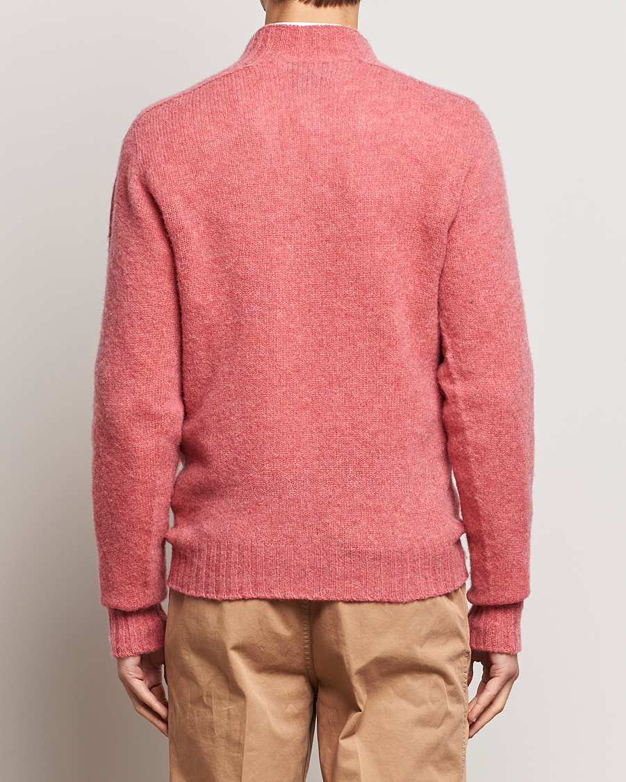 Hombres | Jerséis y prendas de punto | Drake's | Brushed Shetland Mock Neck Jumper Pink