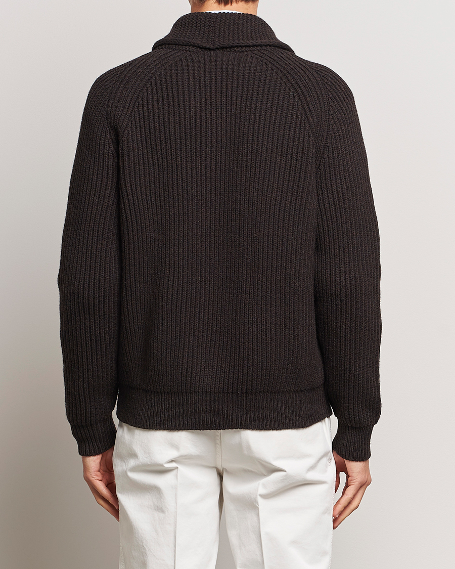 Hombres | Jerséis y prendas de punto | Drake's | Lambswool 6-Ply Shawl Collar Cardigan Brown