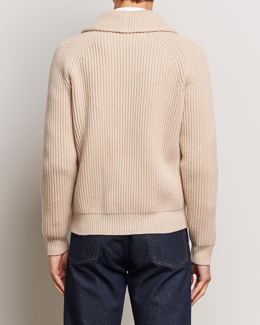 Hombres | Jerséis y prendas de punto | Drake's | Lambswool 6-Ply Shawl Collar Cardigan Ecru