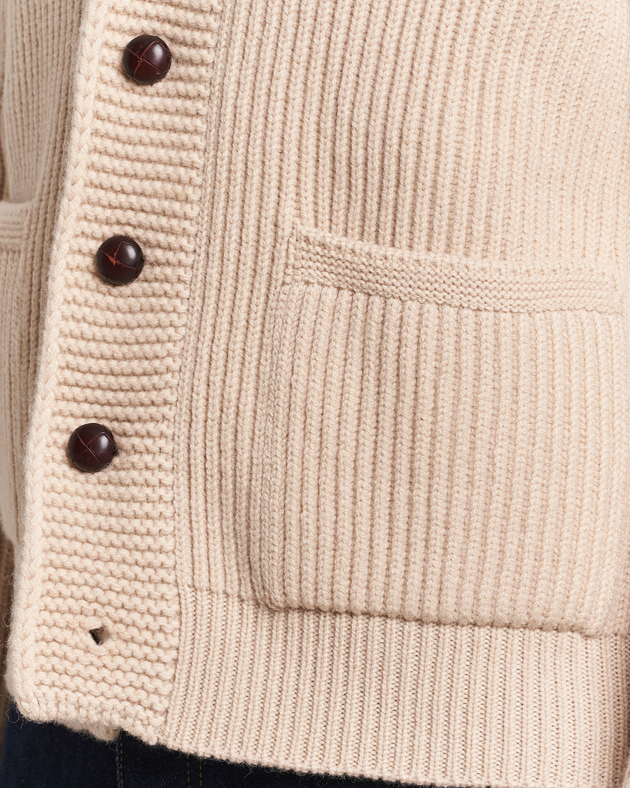 Hombres | Jerséis y prendas de punto | Drake's | Lambswool 6-Ply Shawl Collar Cardigan Ecru