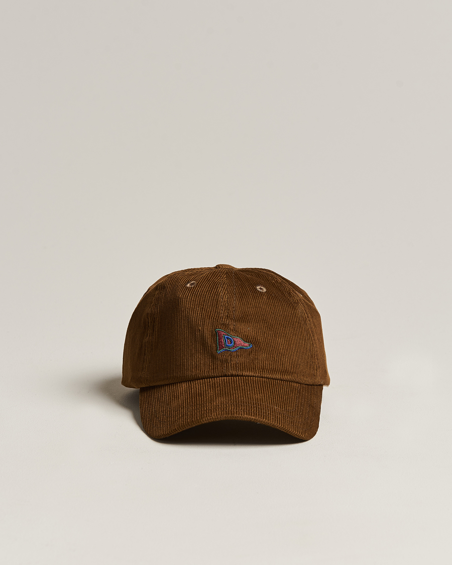 Hombres | Drake's D Flag Logo Cord Baseball Cap Brown | Drake's | D Flag Logo Cord Baseball Cap Brown