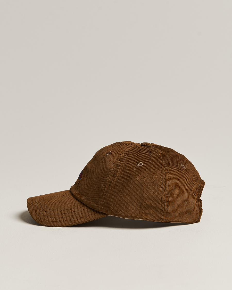 Hombres | Drake's D Flag Logo Cord Baseball Cap Brown | Drake's | D Flag Logo Cord Baseball Cap Brown