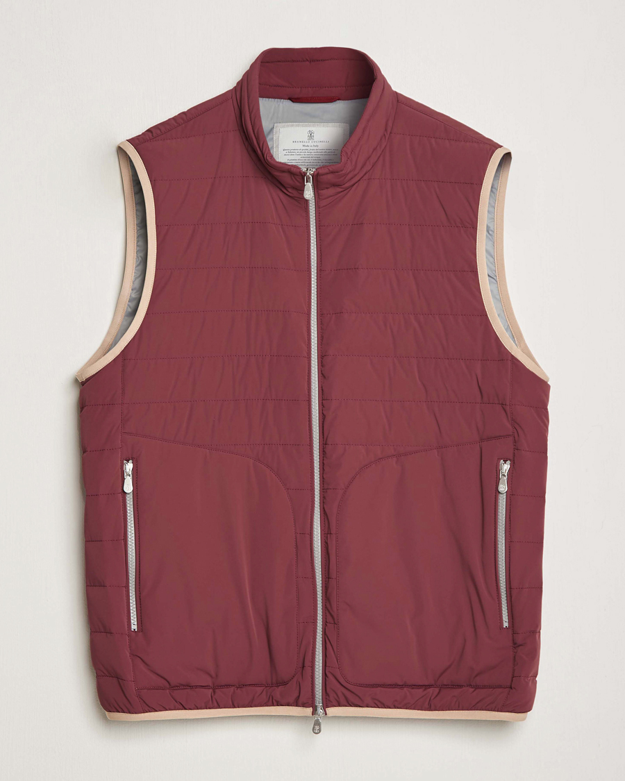 Hombres | Abrigos y chaquetas | Brunello Cucinelli | Nylon Down Vest Burgundy