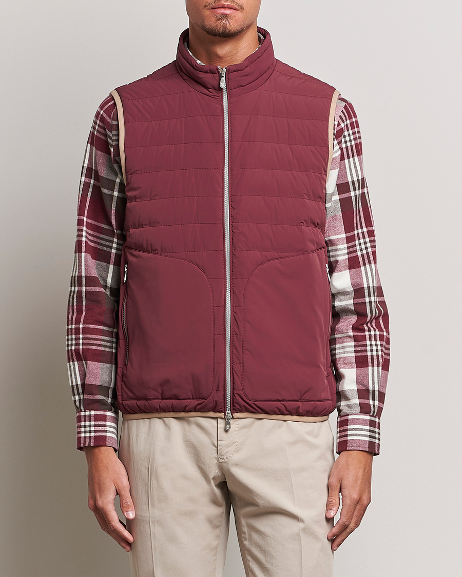 Hombres | Abrigos y chaquetas | Brunello Cucinelli | Nylon Down Vest Burgundy