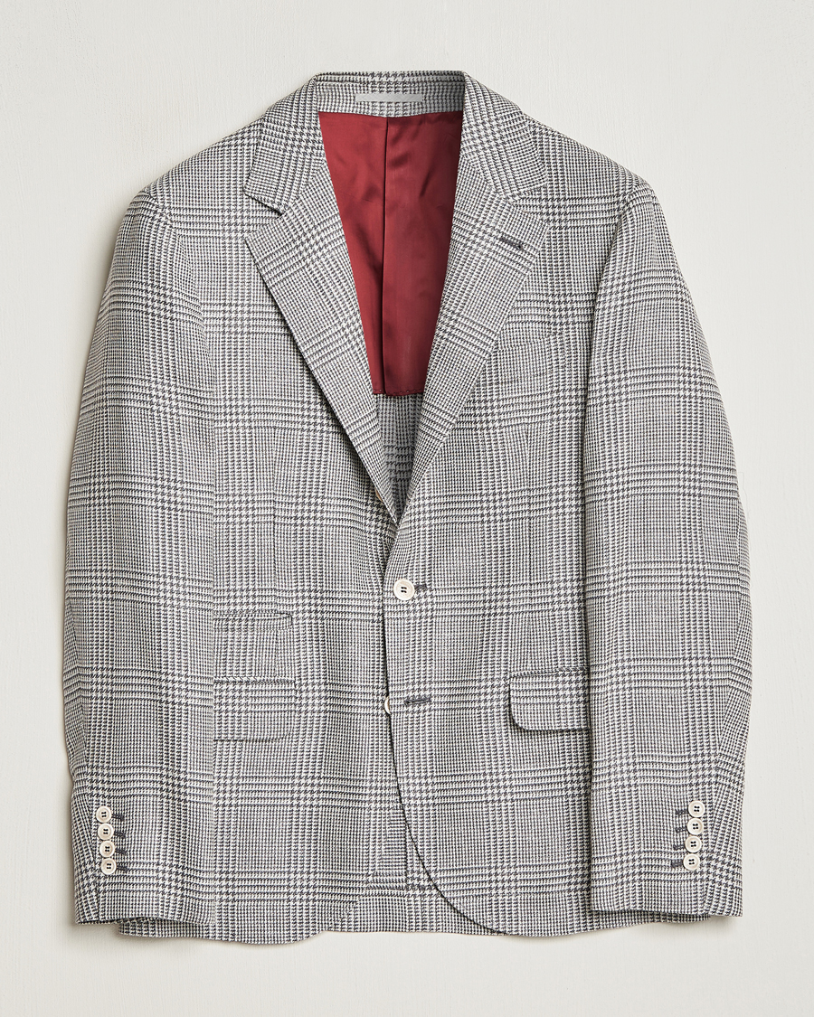 Hombres | Blazers | Brunello Cucinelli | Prince Of Wales Check Blazer Pearl Grey