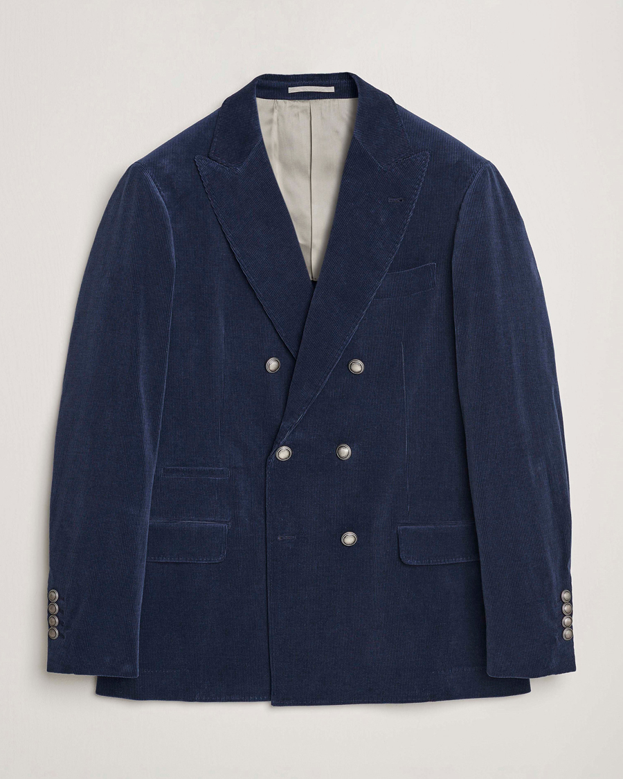 Hombres | Blazers | Brunello Cucinelli | Double Breasted Corduroy Blazer Royal Blue