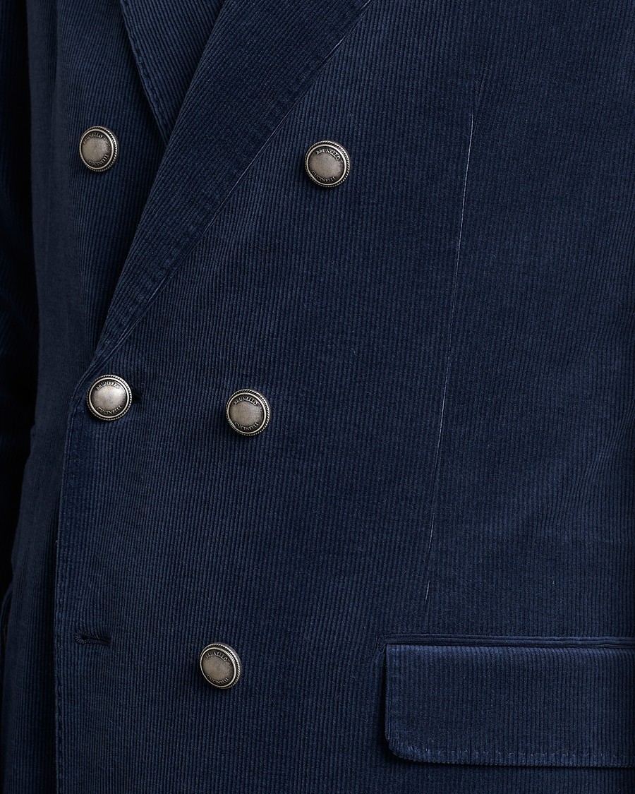 Hombres | Blazers | Brunello Cucinelli | Double Breasted Corduroy Blazer Royal Blue