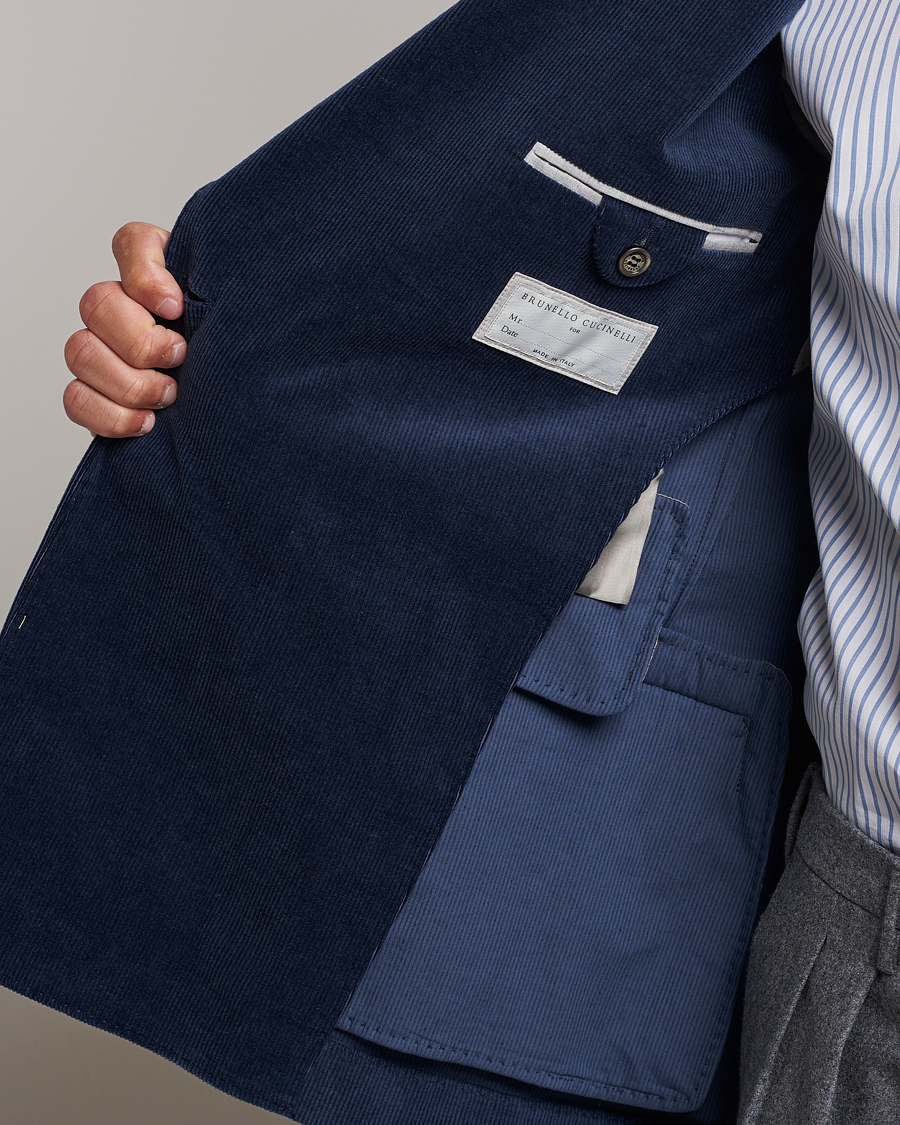 Hombres | Blazers | Brunello Cucinelli | Double Breasted Corduroy Blazer Royal Blue