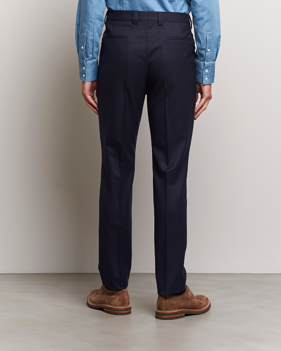 Hombres | Pantalones | Brunello Cucinelli | Slim Fit Pleated Flannel Trousers Navy