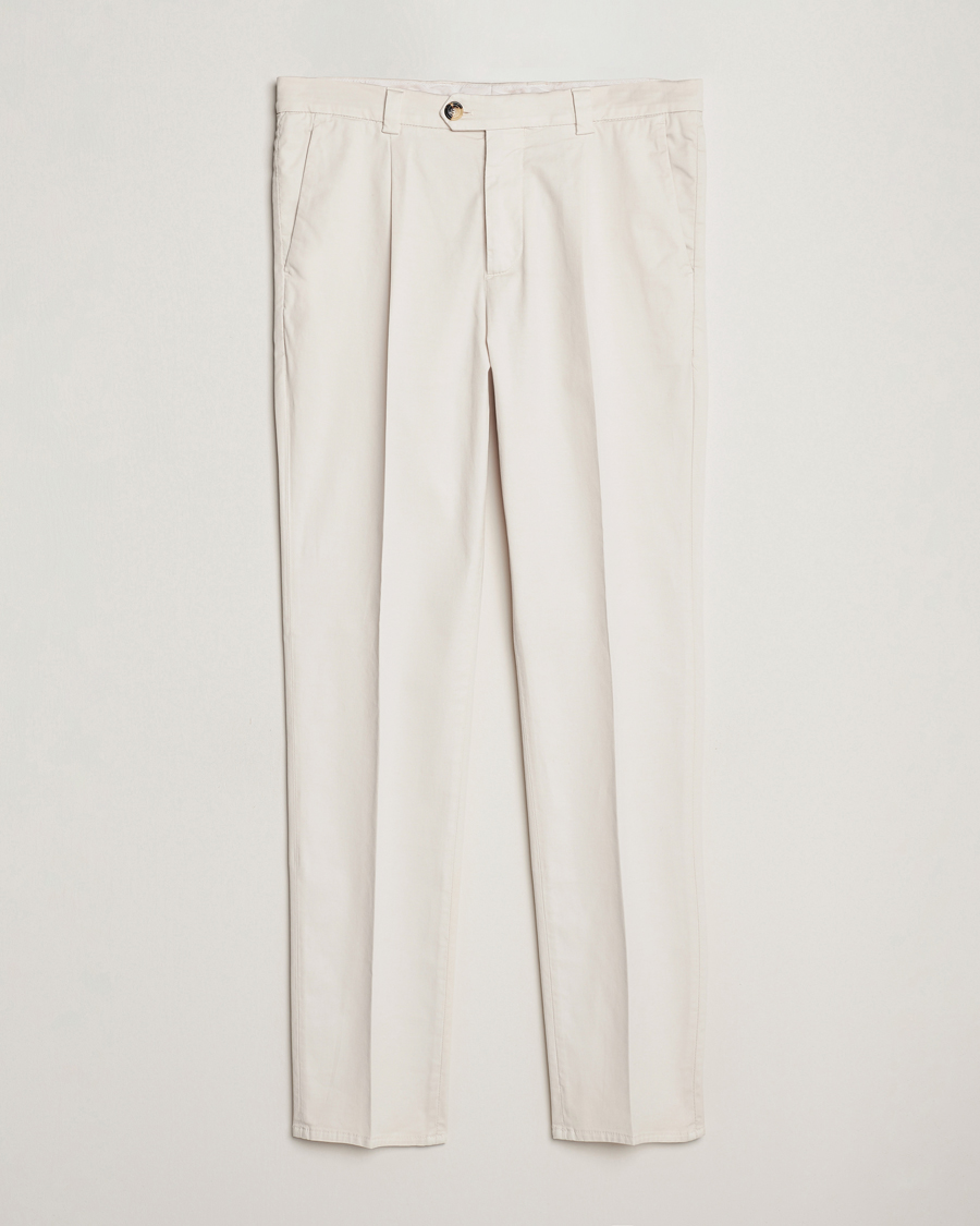 Hombres | Pantalones | Brunello Cucinelli | Slim Fit Pleated Trousers Off White