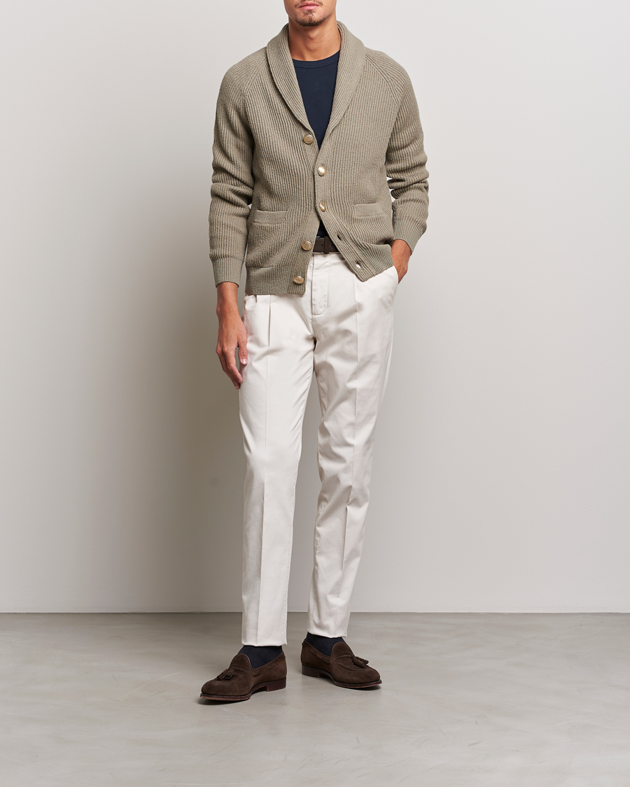 Hombres | Pantalones | Brunello Cucinelli | Slim Fit Pleated Trousers Off White
