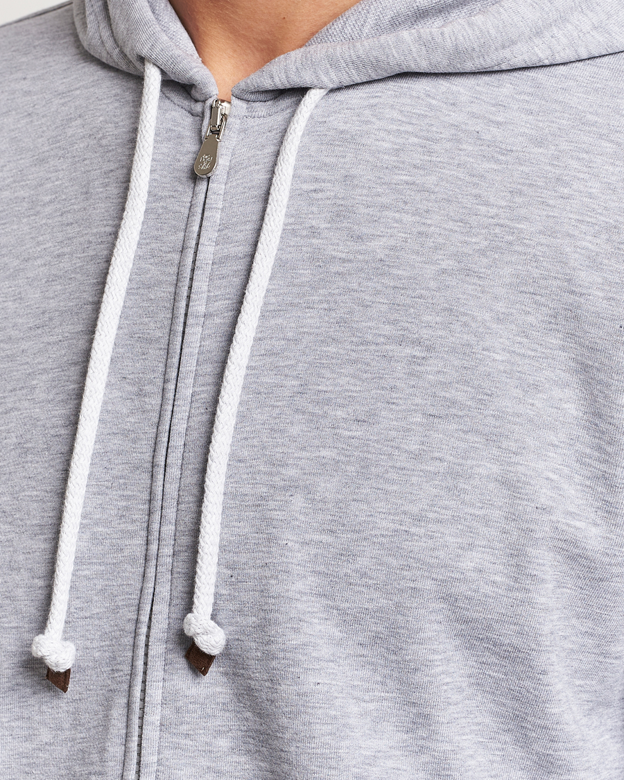 Hombres | Jerséis y prendas de punto | Brunello Cucinelli | Full Zip Hooded Sweater Grey Melange