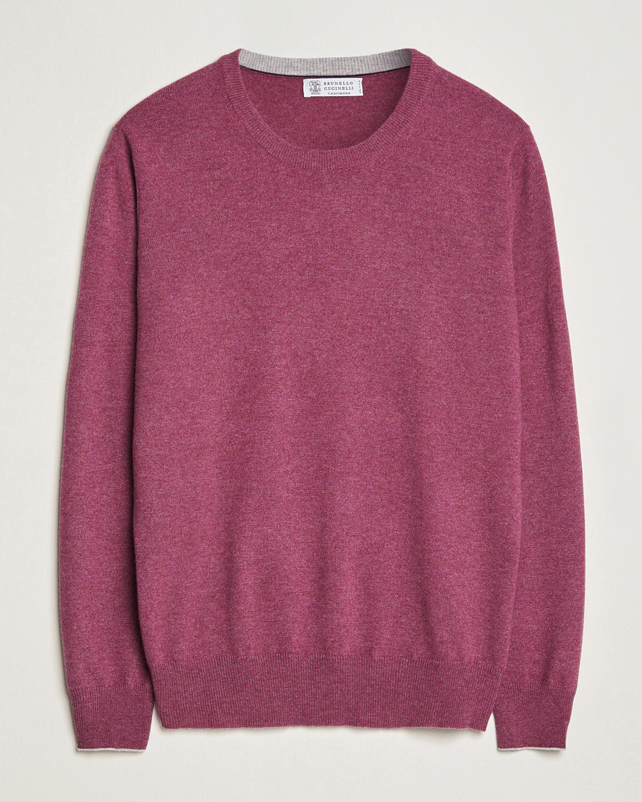 Hombres | Jerséis y prendas de punto | Brunello Cucinelli | 2 Ply Cashmere Pullover Burgundy