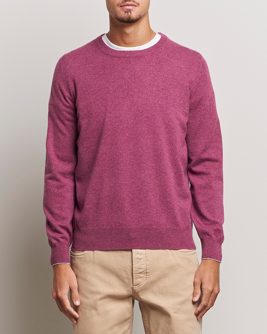 Hombres | Jerséis y prendas de punto | Brunello Cucinelli | 2 Ply Cashmere Pullover Burgundy