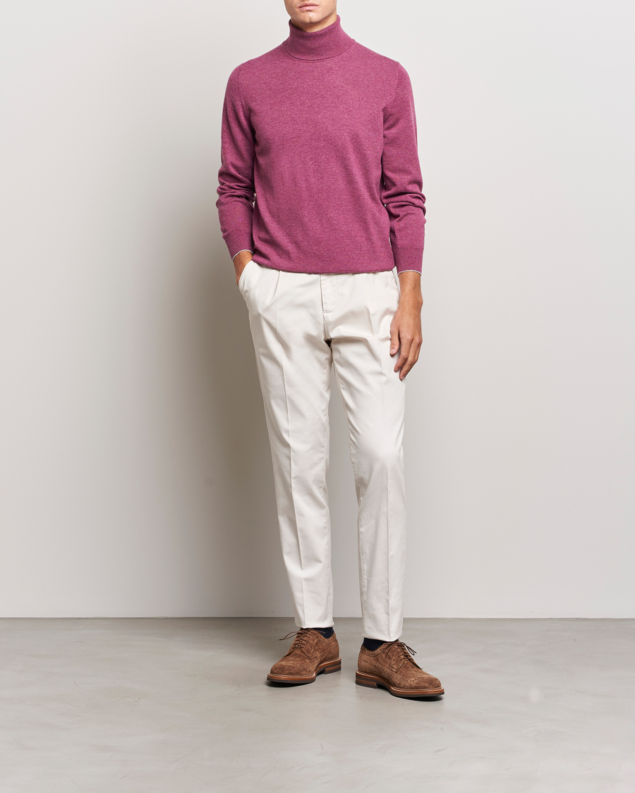Hombres | Jerséis y prendas de punto | Brunello Cucinelli | 2 Ply Cashmere Rollneck Burgundy