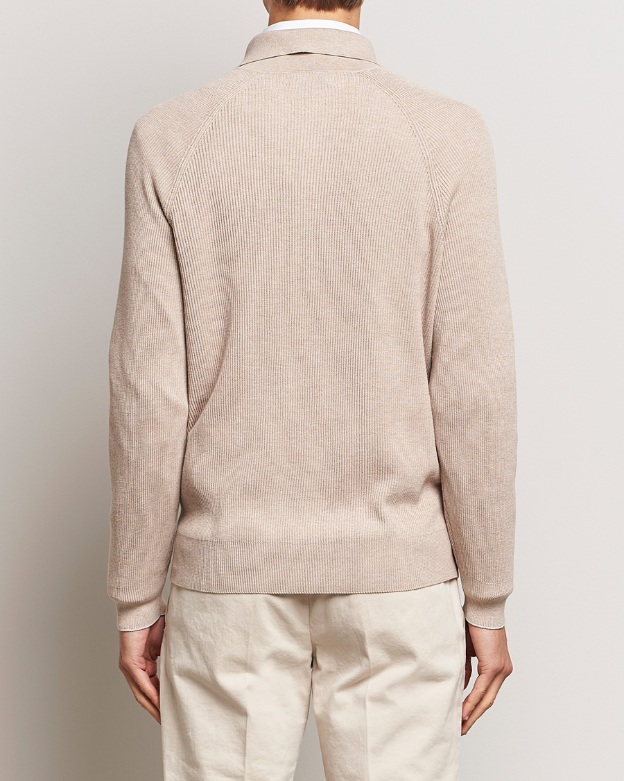Hombres | Jerséis y prendas de punto | Brunello Cucinelli | Long Sleeve Knitted Polo Light Beige