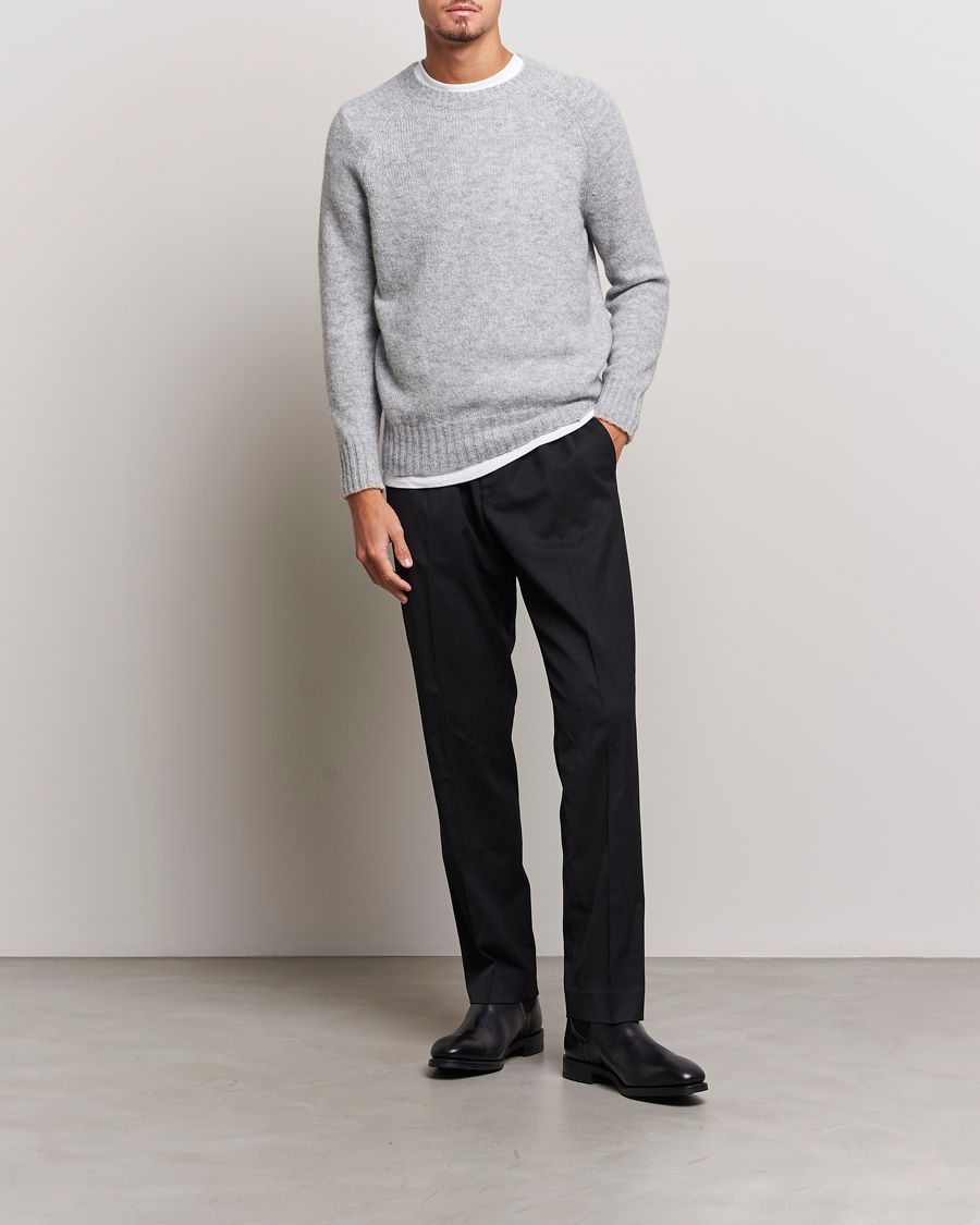 Hombres | Jerséis y prendas de punto | Brunello Cucinelli | Fluffy Crew Neck Sweater Light Grey