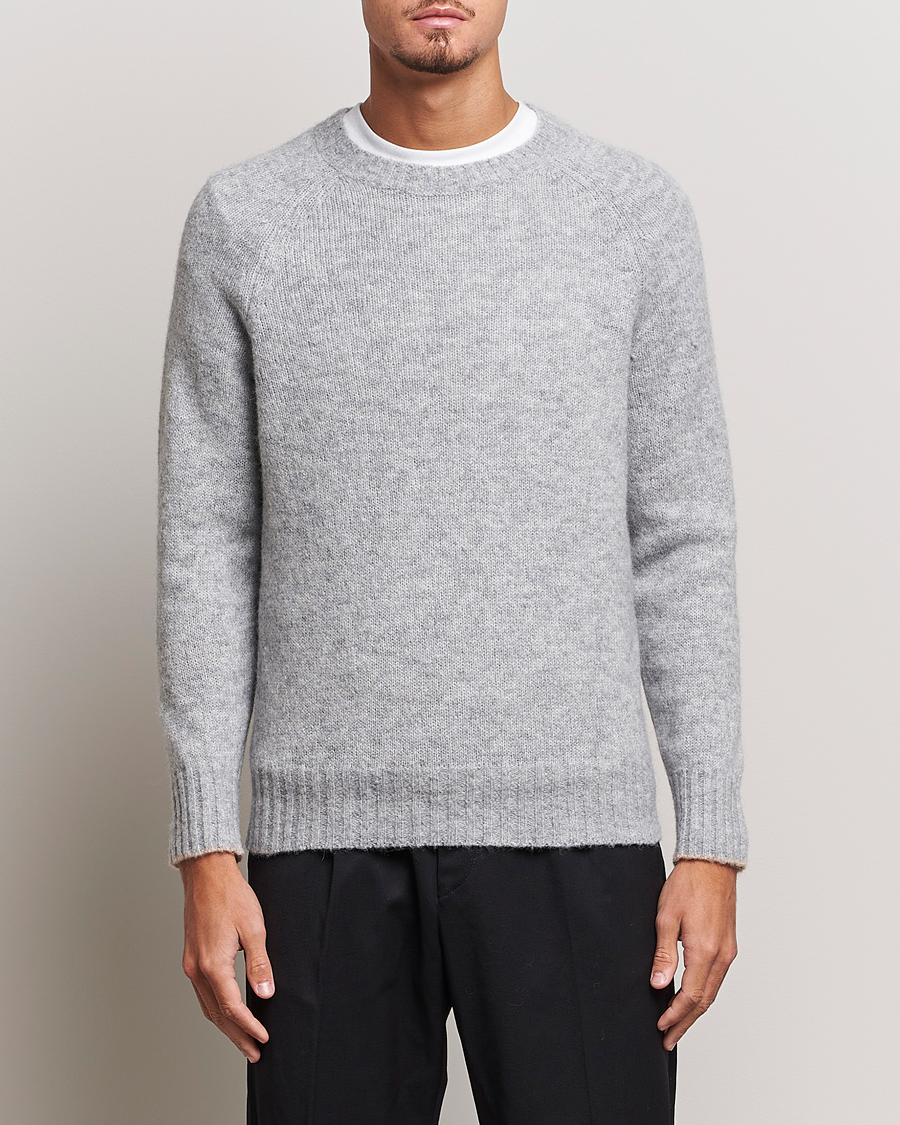 Hombres | Jerséis y prendas de punto | Brunello Cucinelli | Fluffy Crew Neck Sweater Light Grey