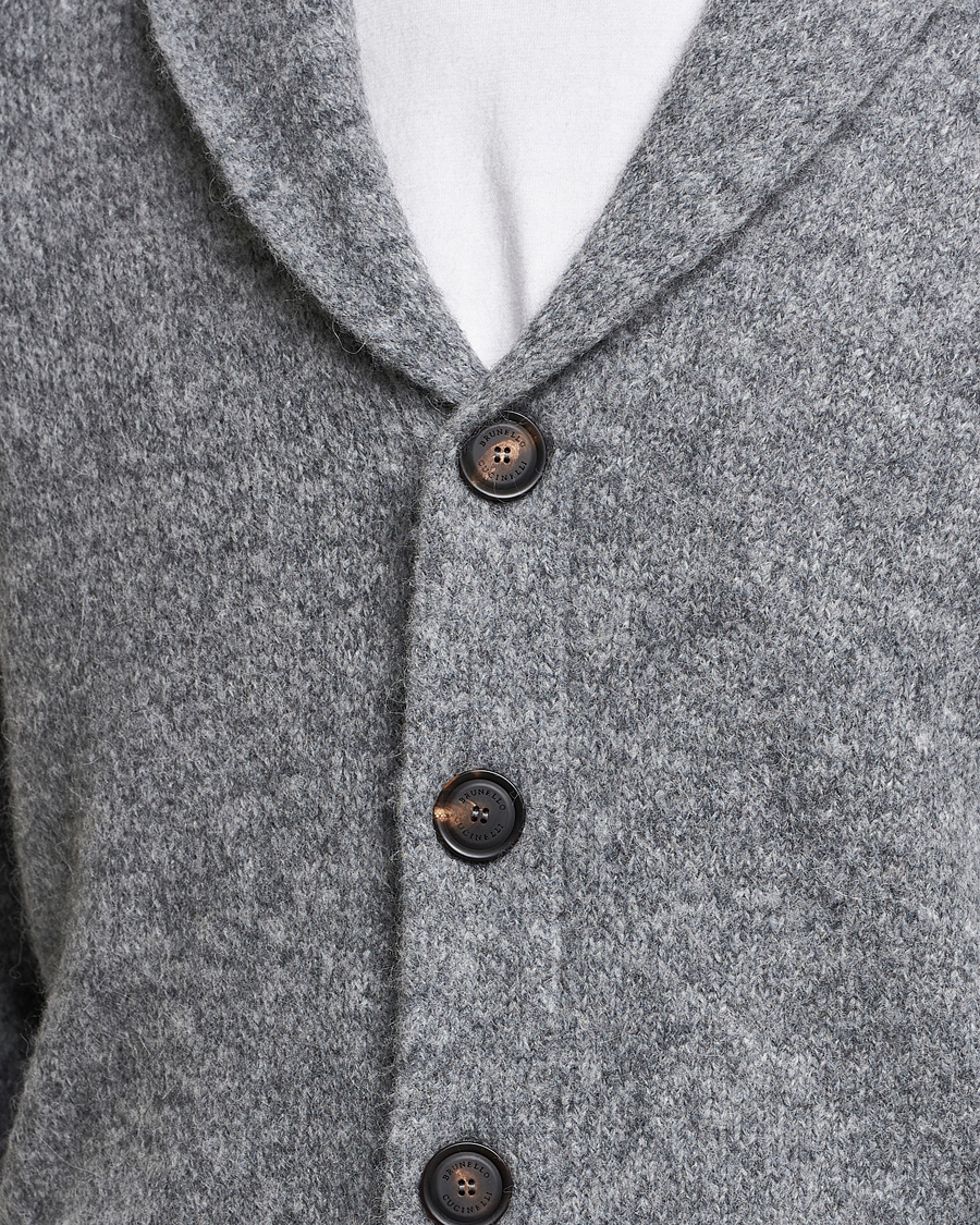 Hombres | Jerséis y prendas de punto | Brunello Cucinelli | Fluffy Shawl Collar Cardigan Grey Melange