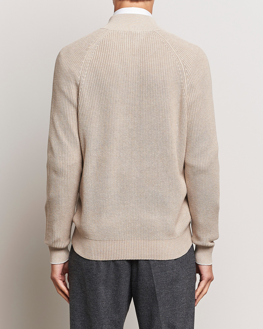 Hombres | Jerséis y prendas de punto | Brunello Cucinelli | Rib Wool Zip Cardigan Light Beige
