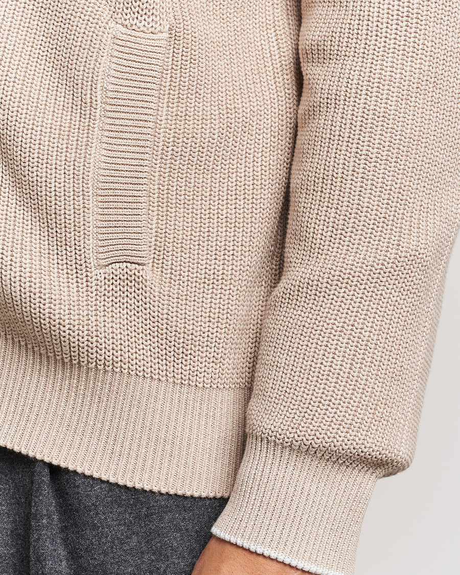 Hombres | Jerséis y prendas de punto | Brunello Cucinelli | Rib Wool Zip Cardigan Light Beige