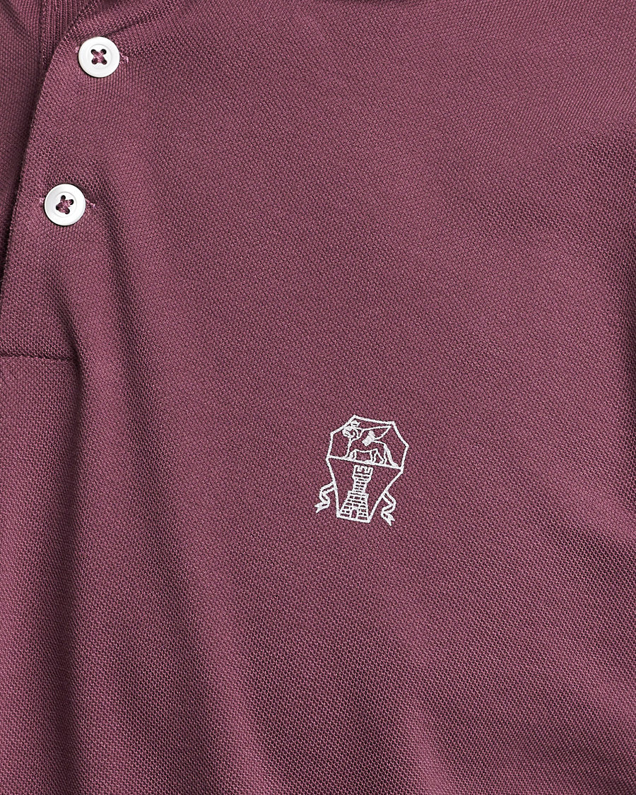 Hombres | Polos | Brunello Cucinelli | Short Sleeve Logo Polo Burgundy
