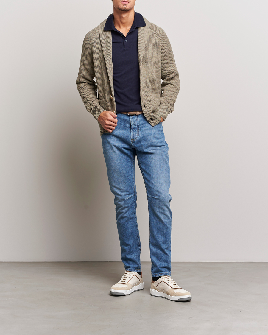 Hombres | Polos | Brunello Cucinelli | Short Sleeve Logo Polo Dark Blue