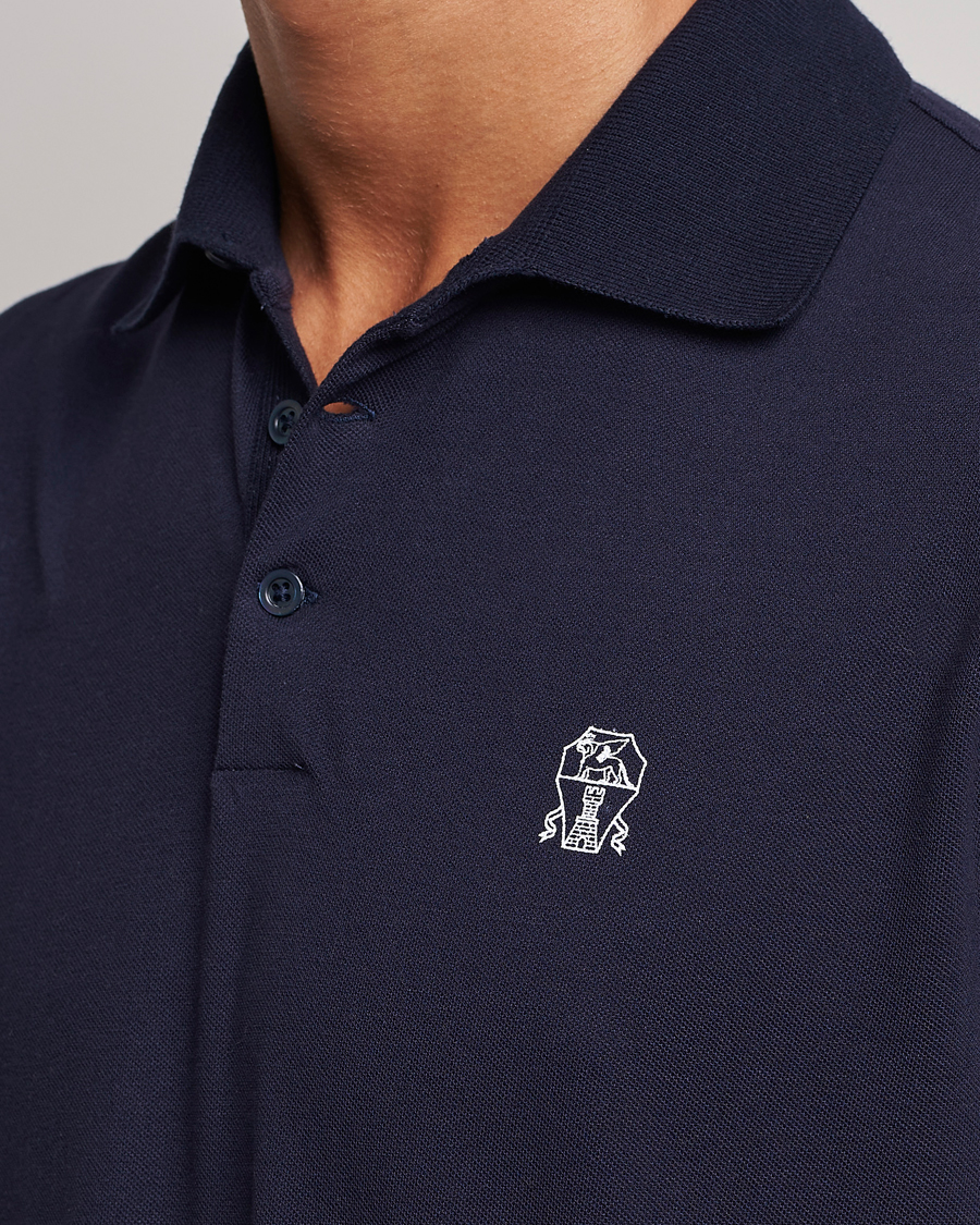 Hombres | Polos | Brunello Cucinelli | Short Sleeve Logo Polo Dark Blue