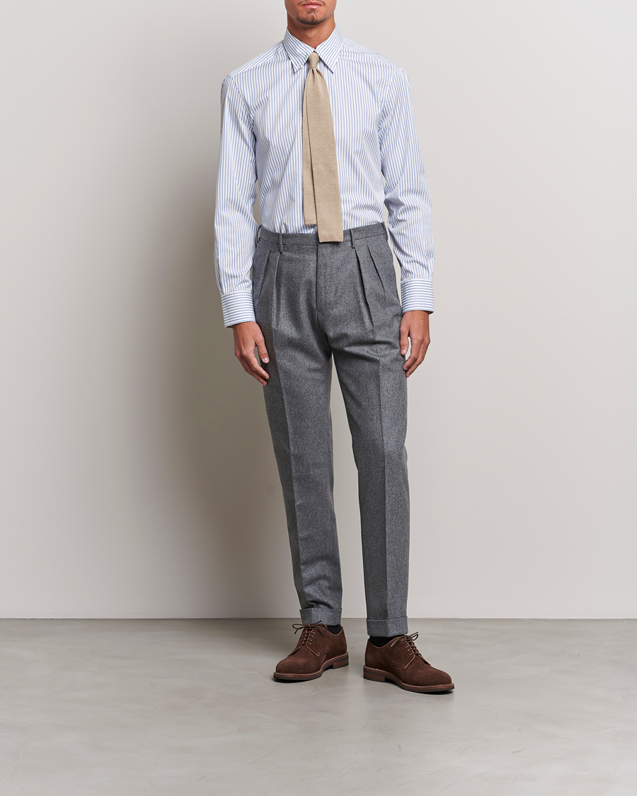 Hombres | Camisas | Brunello Cucinelli | Slim Fit Button Down Shirt Light Blue Stripe