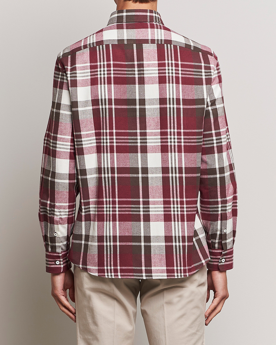 Hombres | Camisas | Brunello Cucinelli | Slim Fit Button Down Madras Shirt Burgundy
