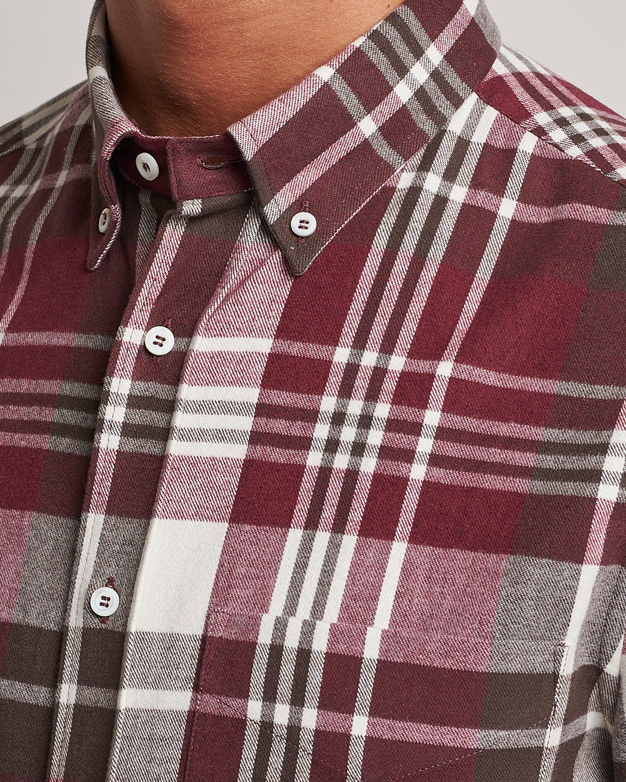 Hombres | Camisas | Brunello Cucinelli | Slim Fit Button Down Madras Shirt Burgundy