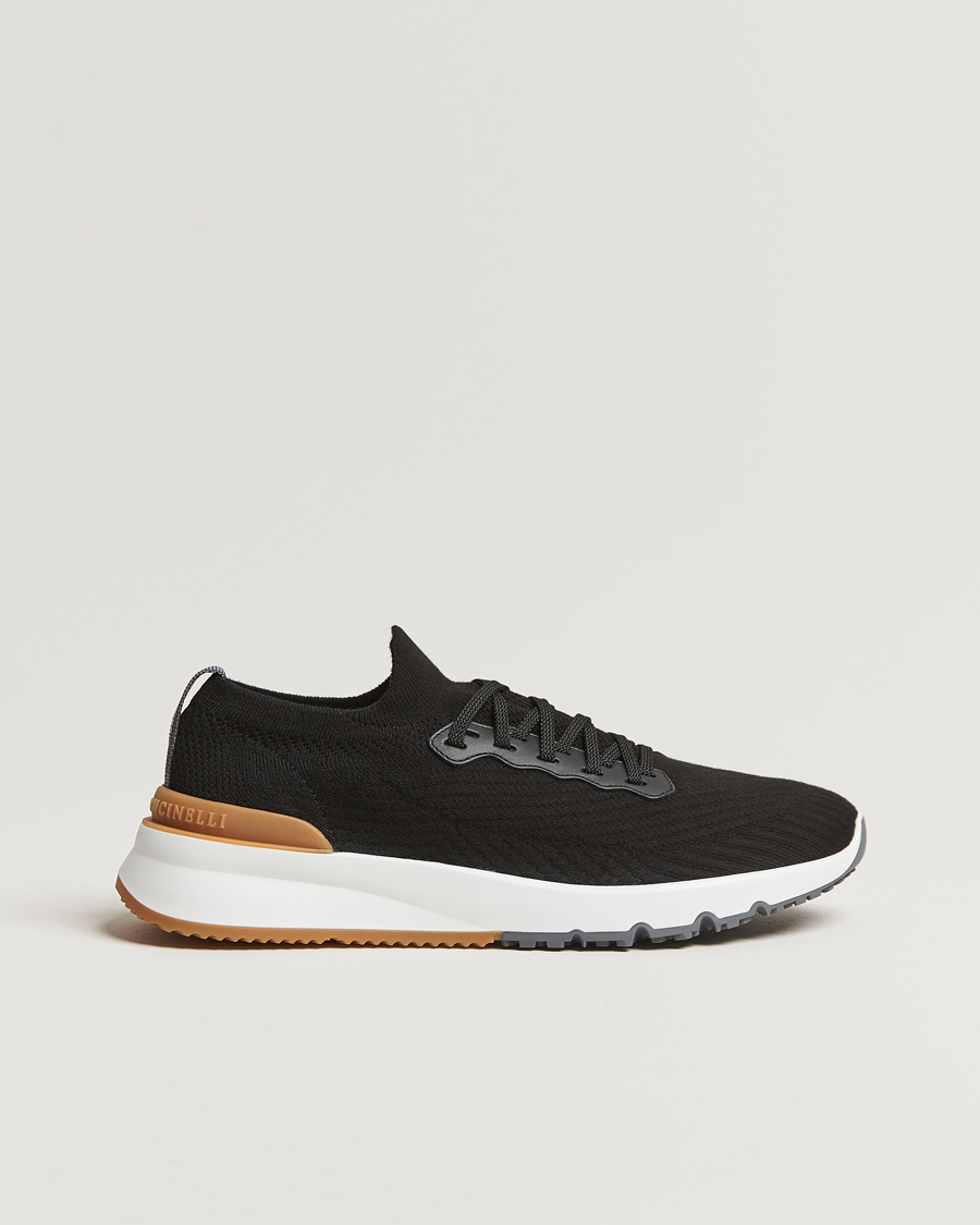 Hombres | Brunello Cucinelli Flannel Running Sneakers Black | Brunello Cucinelli | Flannel Running Sneakers Black
