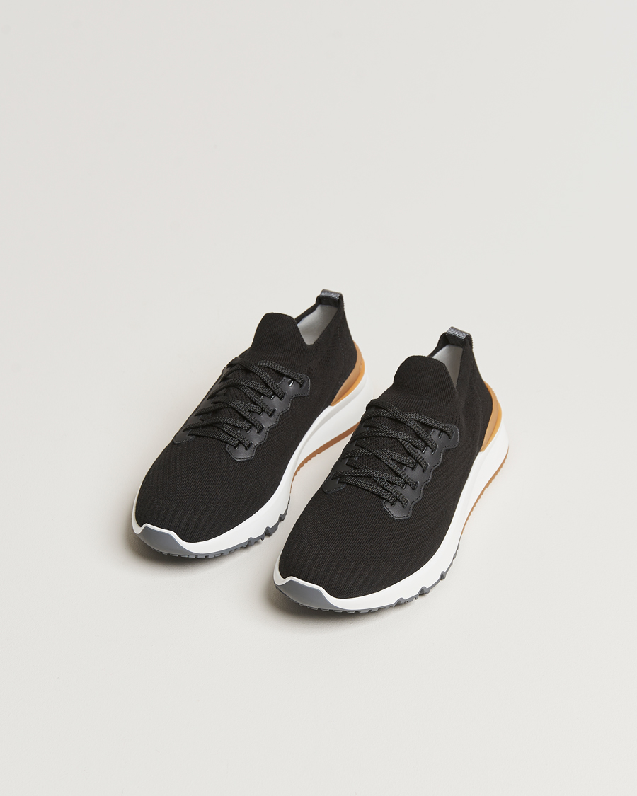 Hombres | Brunello Cucinelli Flannel Running Sneakers Black | Brunello Cucinelli | Flannel Running Sneakers Black