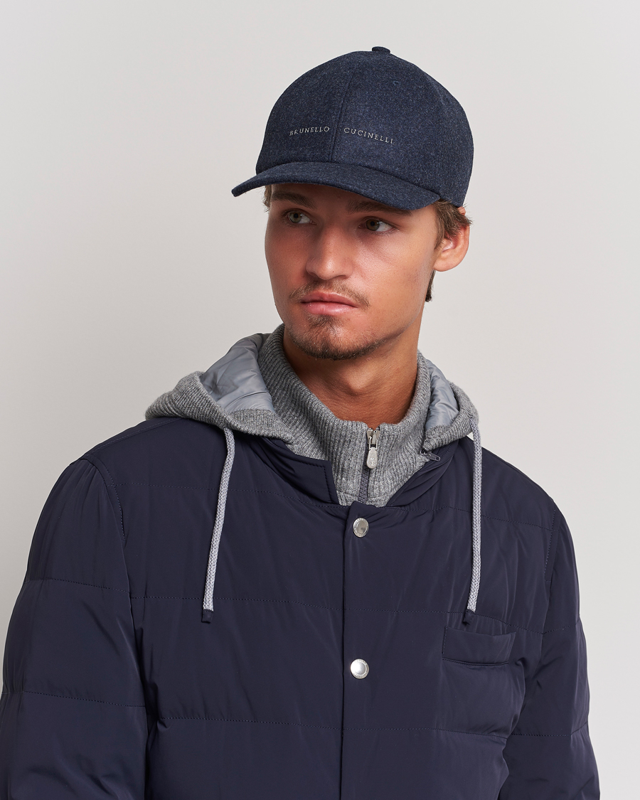 Hombres | Brunello Cucinelli Flannel Baseball Cap Navy | Brunello Cucinelli | Flannel Baseball Cap Navy
