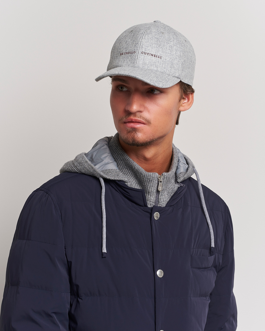 Hombres | Brunello Cucinelli Flannel Baseball Cap Light Grey | Brunello Cucinelli | Flannel Baseball Cap Light Grey
