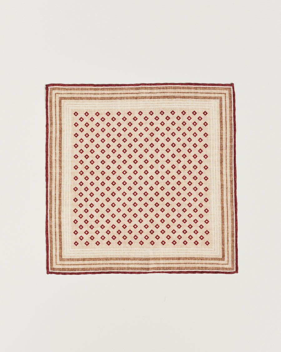 Hombres | Brunello Cucinelli Wool Pocket Square Burgundy/Beige | Brunello Cucinelli | Wool Pocket Square Burgundy/Beige