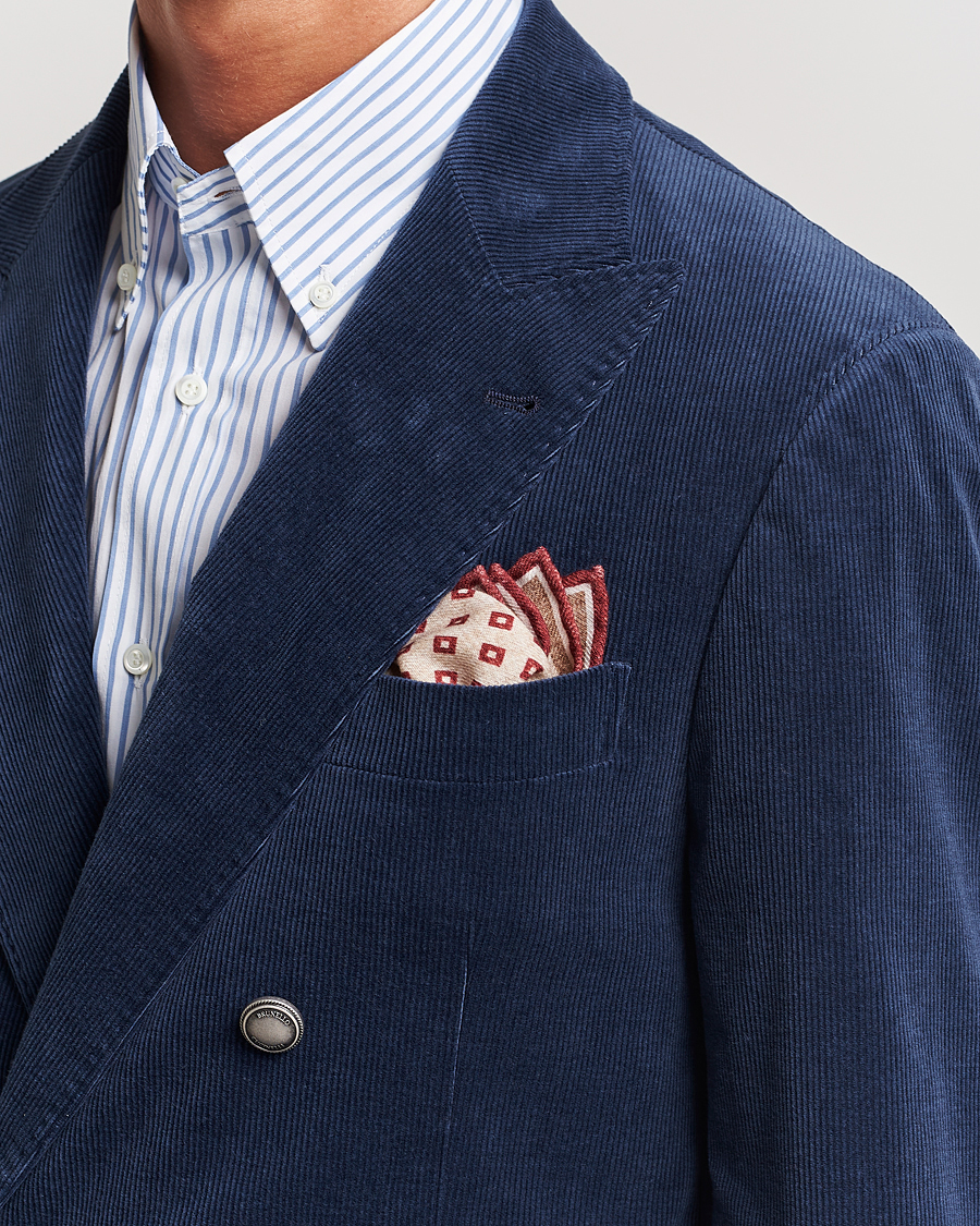 Hombres | Brunello Cucinelli Wool Pocket Square Burgundy/Beige | Brunello Cucinelli | Wool Pocket Square Burgundy/Beige