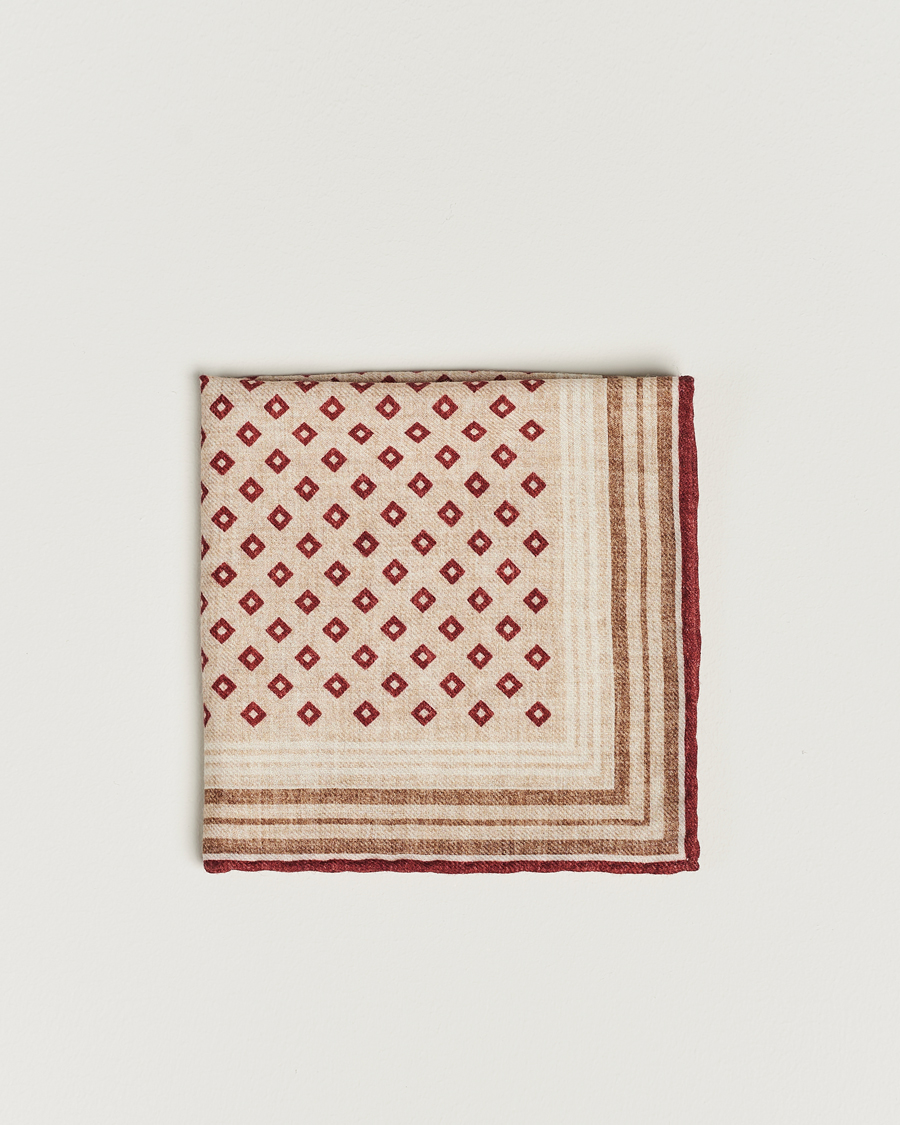 Hombres | Brunello Cucinelli Wool Pocket Square Burgundy/Beige | Brunello Cucinelli | Wool Pocket Square Burgundy/Beige