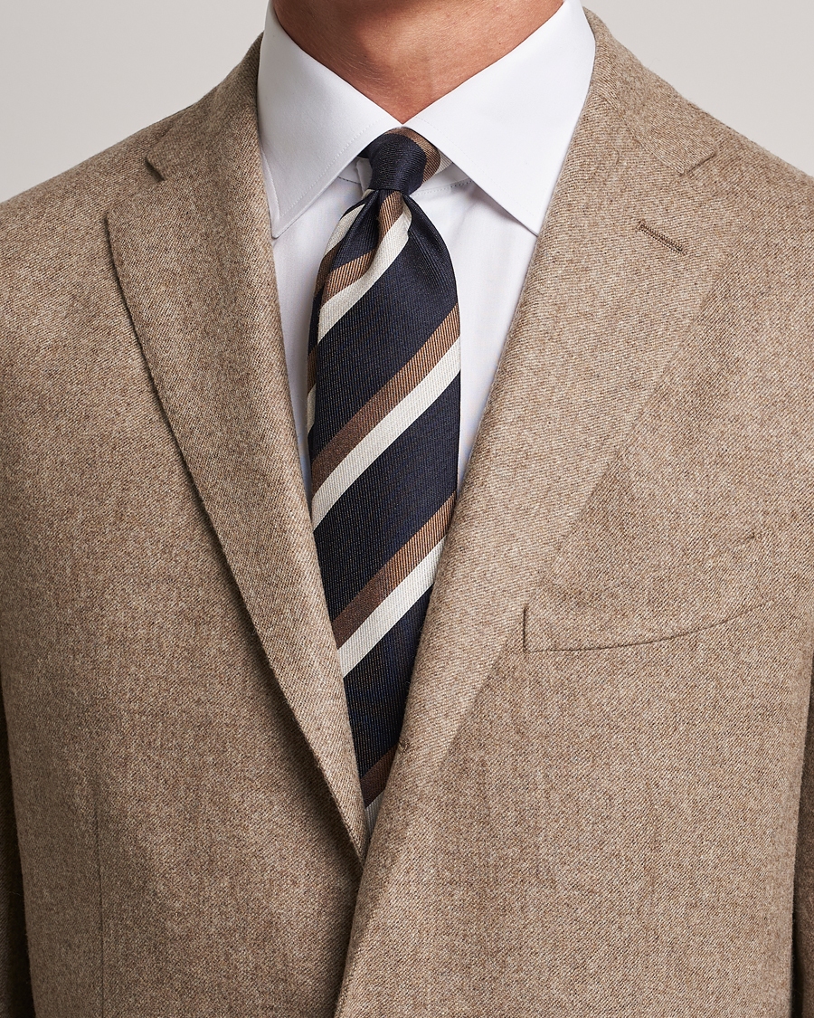 Hombres | Brunello Cucinelli Regimental Stripe Tie Navy/Grey | Brunello Cucinelli | Regimental Stripe Tie Navy/Grey