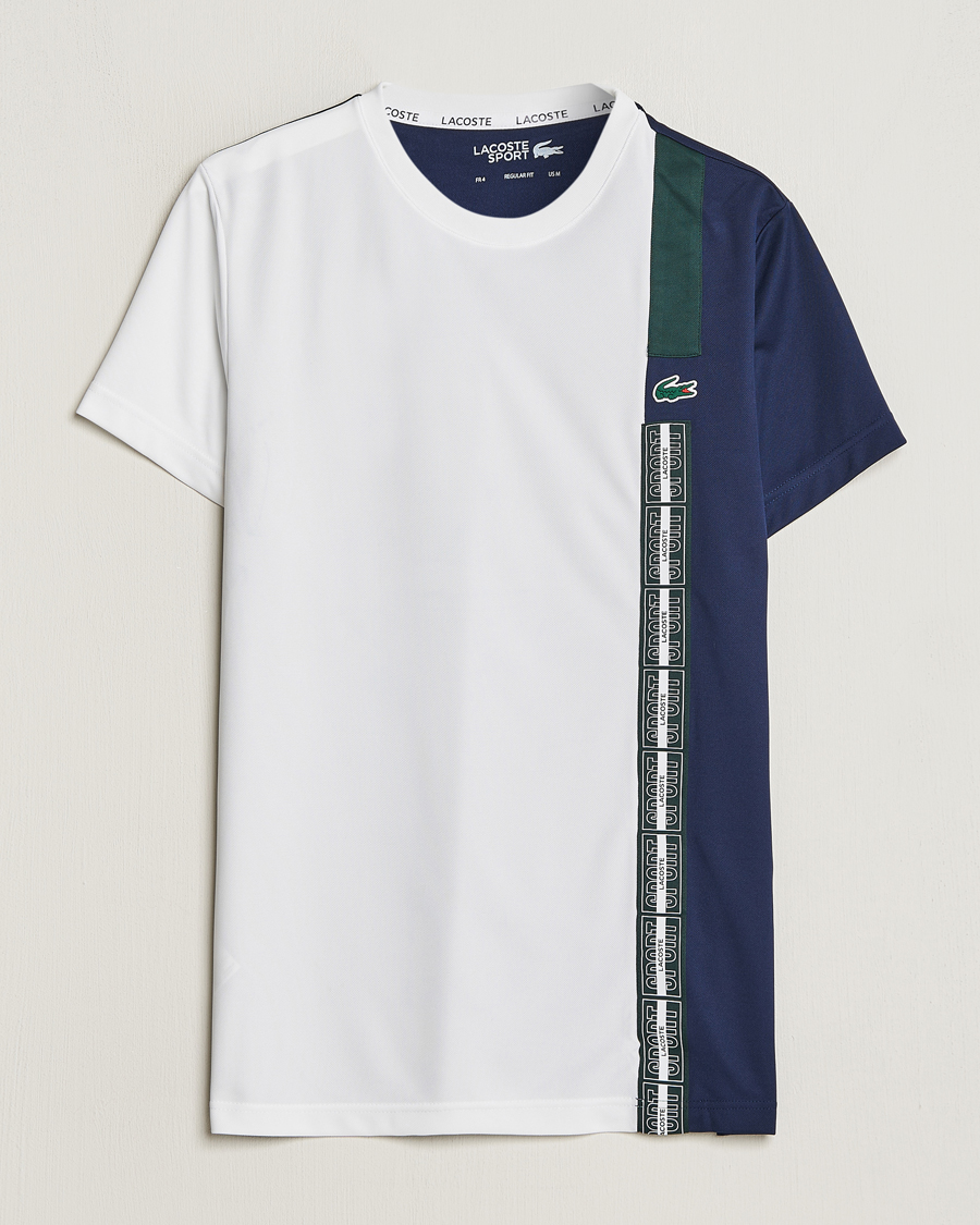 Hombres | Camisetas | Lacoste Sport | Performance Colourblocked T-Shirt White/Navy