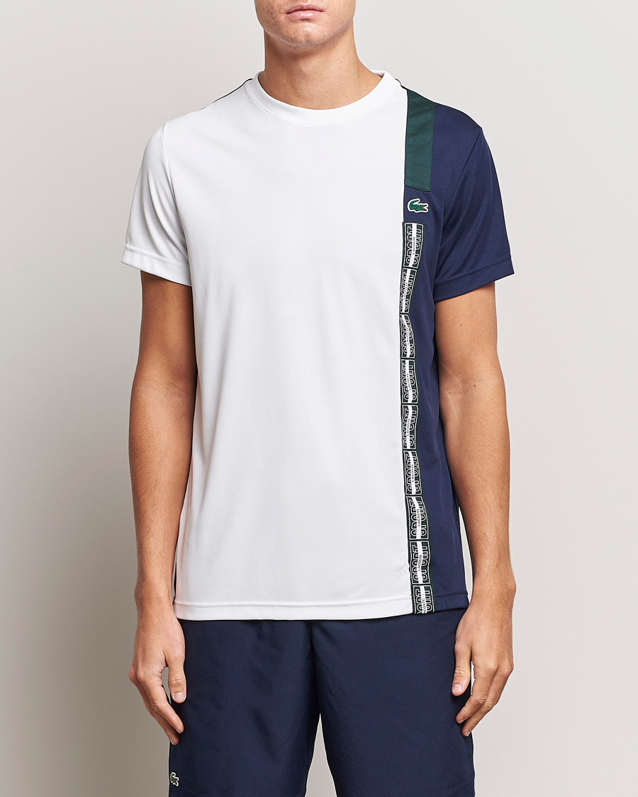 Hombres | Camisetas | Lacoste Sport | Performance Colourblocked T-Shirt White/Navy