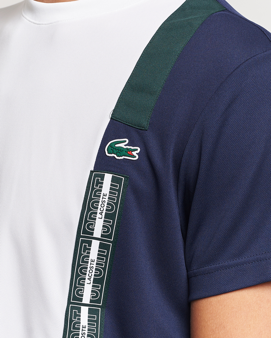Hombres | Camisetas | Lacoste Sport | Performance Colourblocked T-Shirt White/Navy