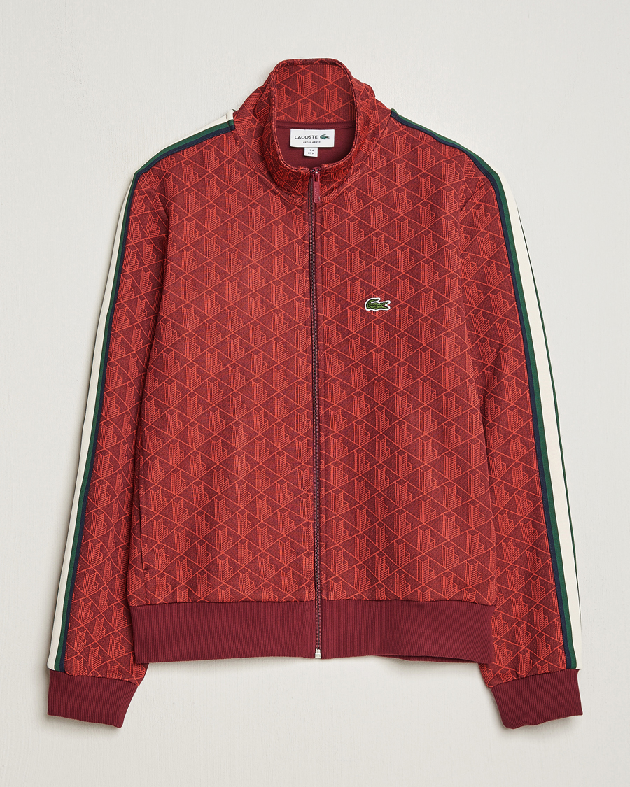 Hombres | Jerséis y prendas de punto | Lacoste | Monogram Full Zip Track Jacket Pinot/Red