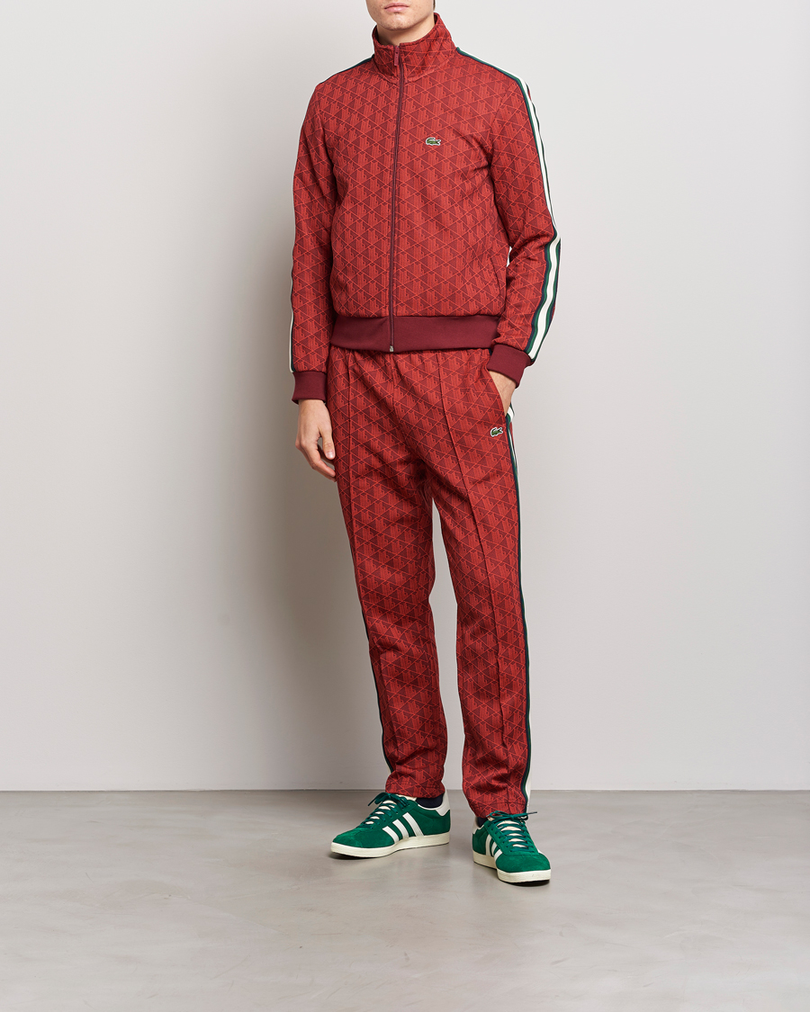 Hombres | Jerséis y prendas de punto | Lacoste | Monogram Full Zip Track Jacket Pinot/Red