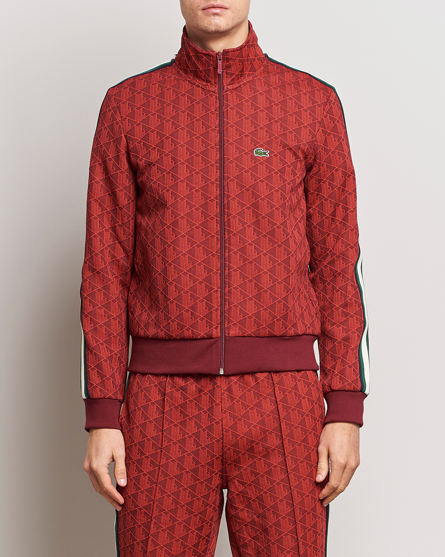 Hombres | Jerséis y prendas de punto | Lacoste | Monogram Full Zip Track Jacket Pinot/Red