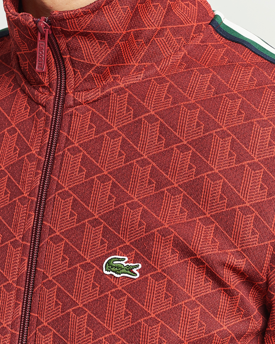 Hombres | Jerséis y prendas de punto | Lacoste | Monogram Full Zip Track Jacket Pinot/Red
