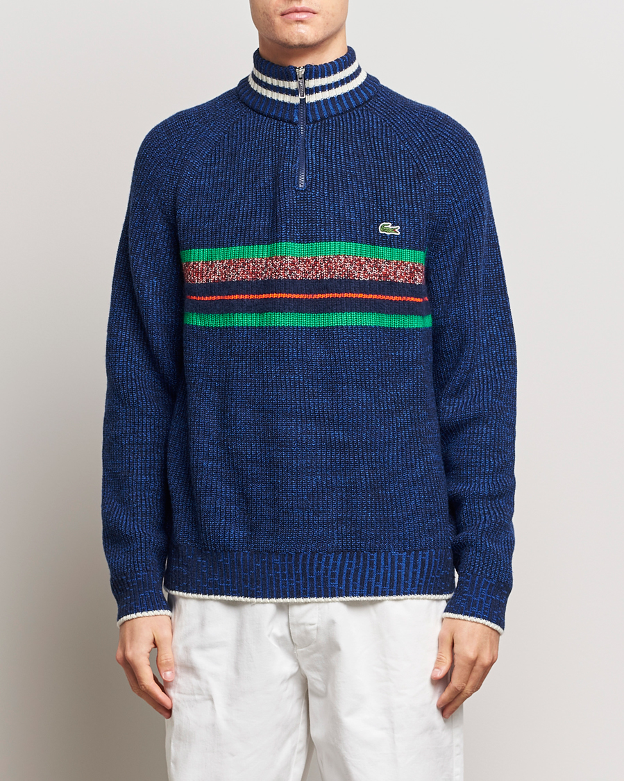 Hombres | Jerséis y prendas de punto | Lacoste | Colorblocked Knitted Half Zip Navy Blue