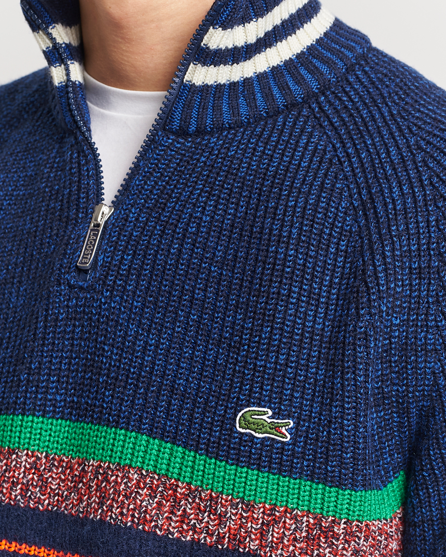 Hombres | Jerséis y prendas de punto | Lacoste | Colorblocked Knitted Half Zip Navy Blue
