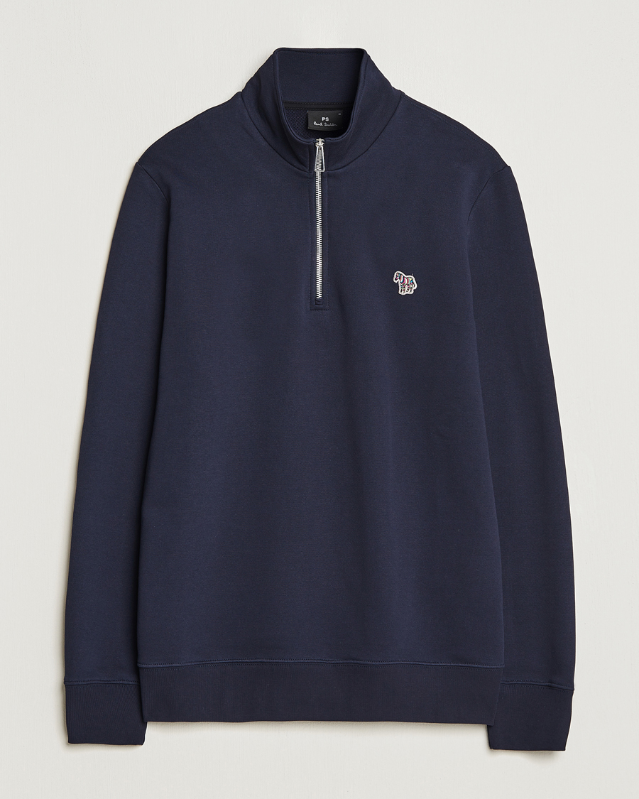 Hombres | Jerséis y prendas de punto | PS Paul Smith | Zebra Organic Cotton Sweat Half Zip Navy
